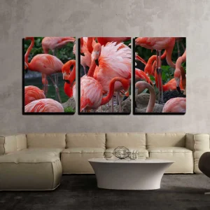 Triptychon Elegante Flamingos im Fokus