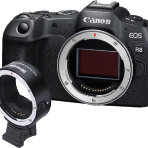 Canon EOS R8 + Commlite Adapter Canon EOS EF/EF-S mit Stativfuss