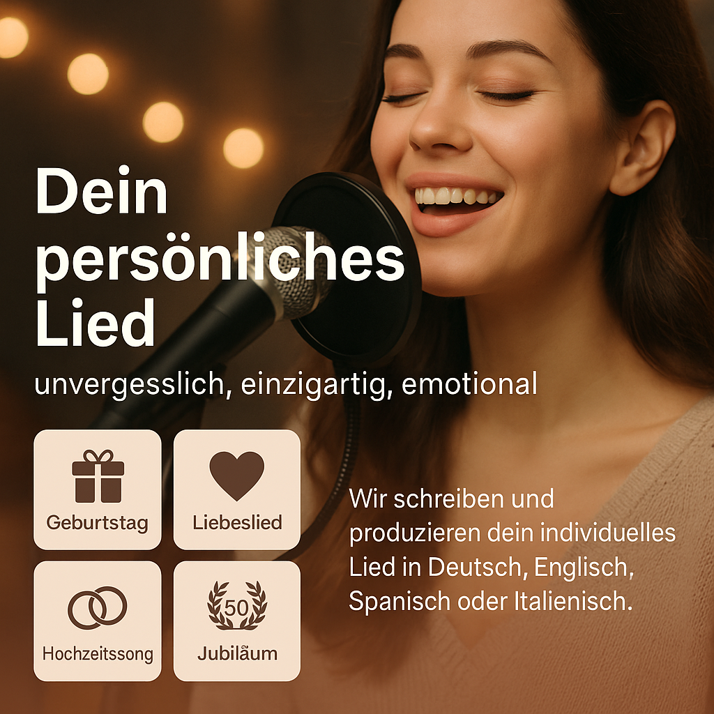 Sängerin am Mikrofon – Personalisierte Lieder (Beispielbild)